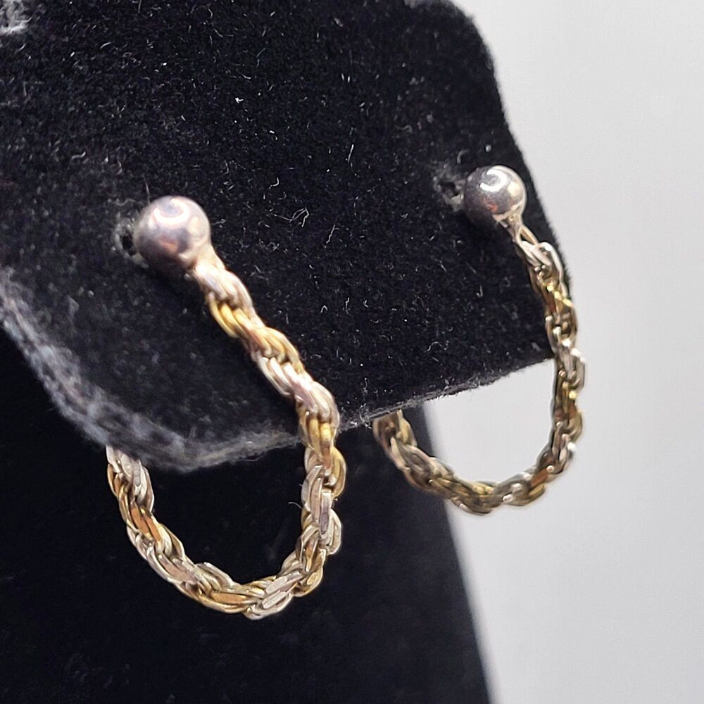 Sterling Silver Chain Post Stud Back Earrings 2in
